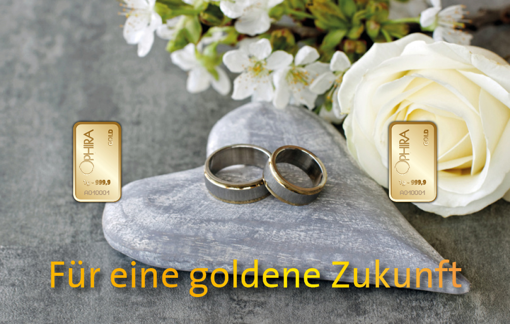 Für eine goldene Zukunft Gold zweimal Ringe auf Stein